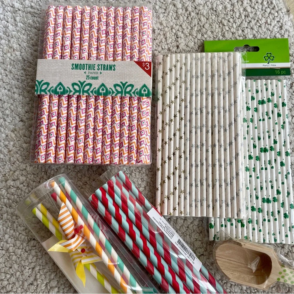 PAPER‎ STRAWS BUNDLE + WOODEN SCOOP!!